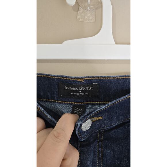 Banana Republic Womens Jeans 26 High Rise Wide Leg Dark Wash Denim Rigid Office - Picture 6 of 6